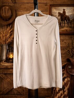Natural Reflections Cream Long Sleeve Henley Top